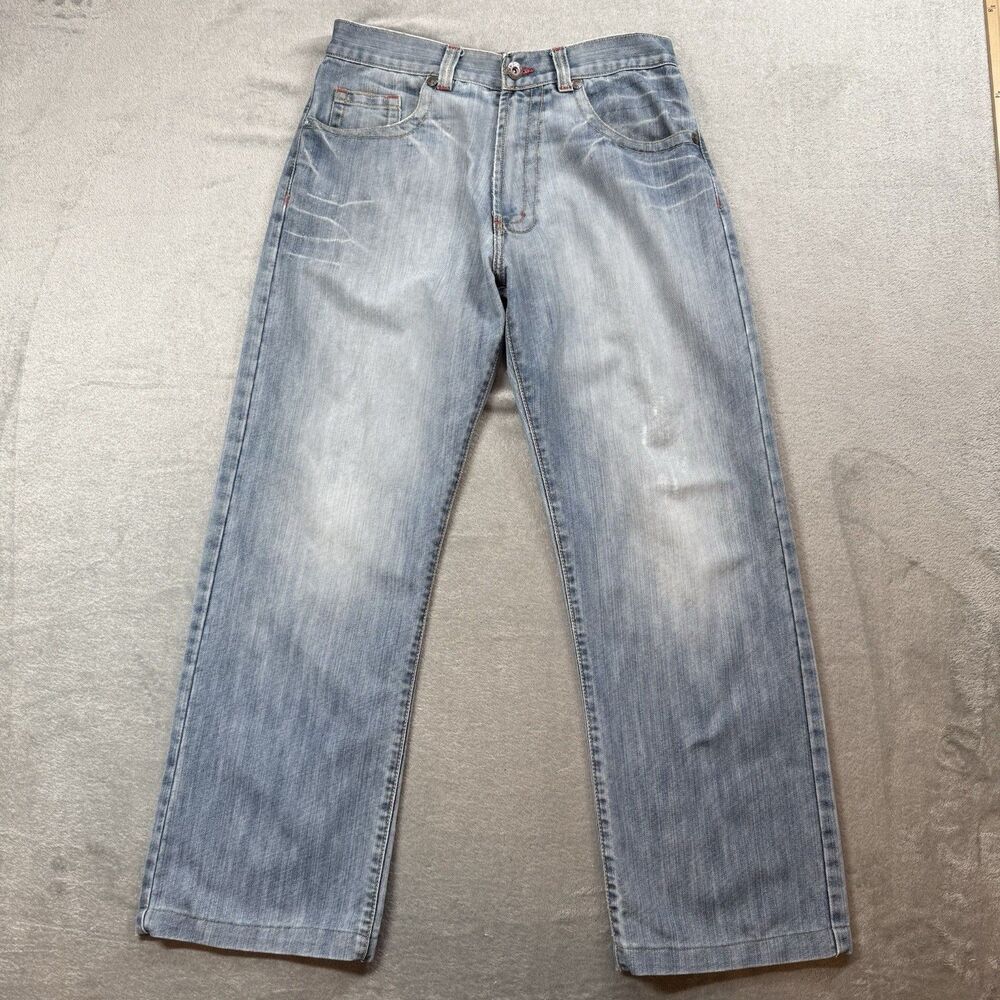 Jordan Craig Jeans Men’s 34x34 Blue Cotton Denim Relaxed Straight Leg Whiskering